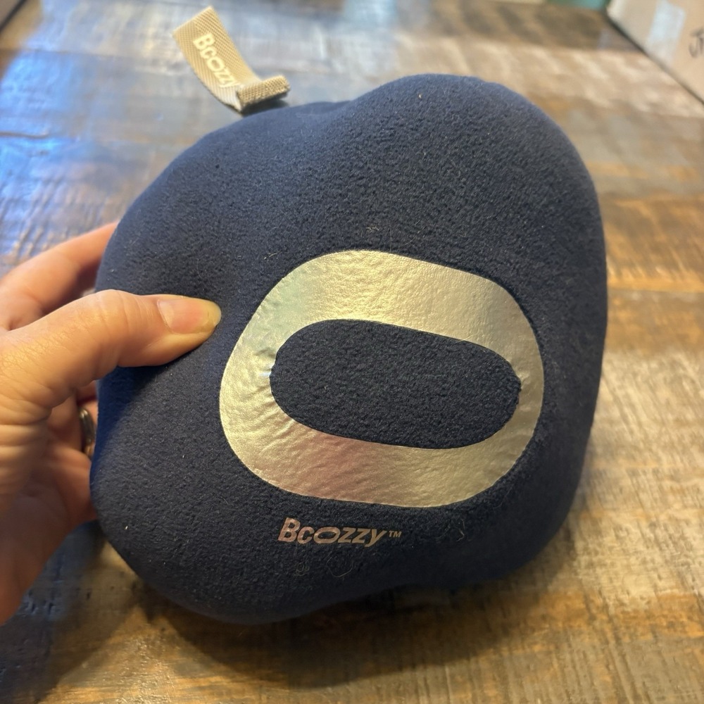BCOZZY Neck Pillow for Travel Neck Large Blue and Gray With Case